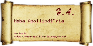 Haba Apollinária névjegykártya